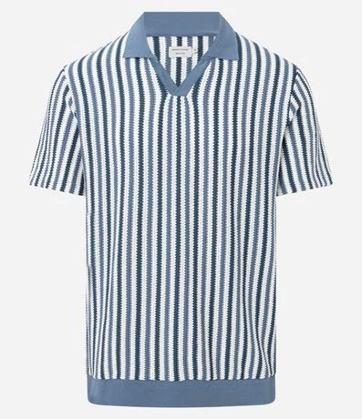 Remera Polo Regular con Textura y Rayas