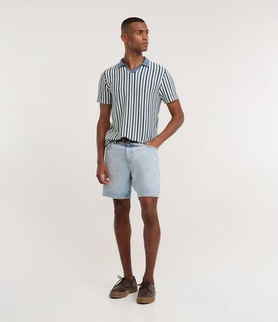 Remera Polo Regular con Textura y Rayas 2