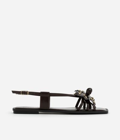 Sandalia Plana con Flor y Strass