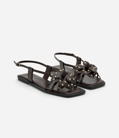 Sandalia Plana con Flor y Strass 2