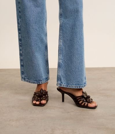 Sandalia Mule con Flor y Strass 8