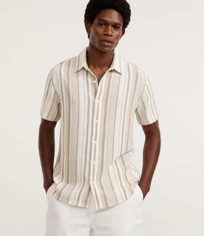 Camisa en Algodón Texturizada con Estampa Rayas