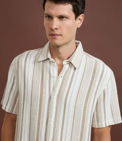Camisa en Algodón con Textura y Rayas 4
