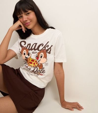 Remera T-shirt en Algodón con Estampa Lettering "Snacks Chip n' Dale" Tico y Teco