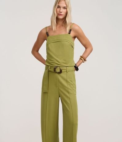 Pantalón Pantalona en Orly con Cinturón Largo con Hebilla Diferenciada 2