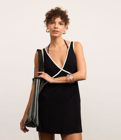 Salida de Playa Vestido en Viscosa con Bies Contrastante 3