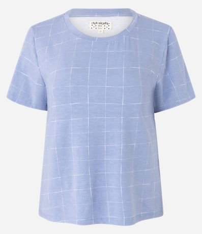 Blusa de Pijama en Viscosa con Estampa Grid 4
