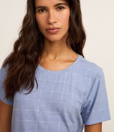 Blusa de Pijama en Viscosa con Estampa Grid 3