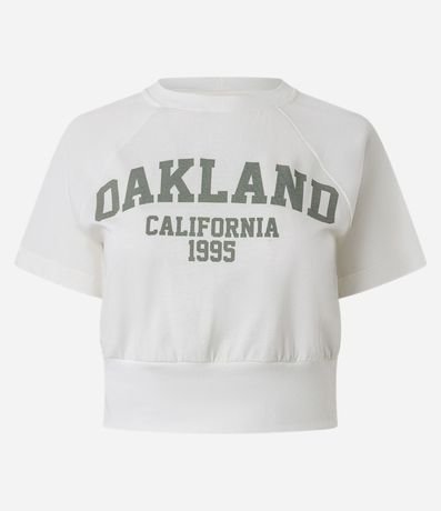 Blusa Cropped en Algodón con Estampa Lettering Oakland 5