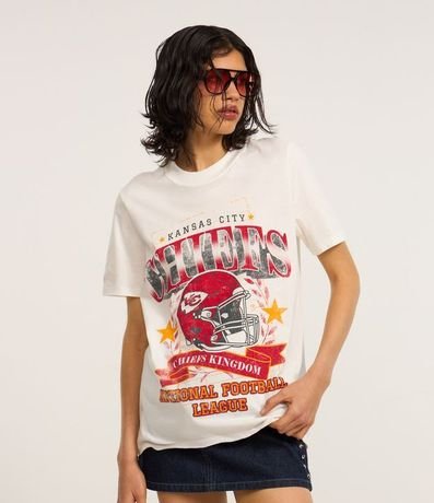 Remera Alargada en Algodón con Estampa Chiefs