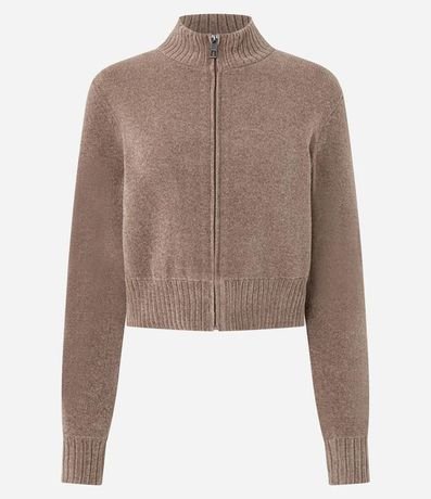 Saco en Punto con Cremallera y Cuello Alto 4