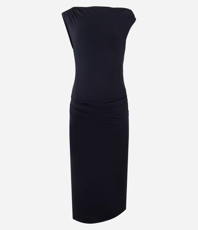 Vestido Midi Hombro a Hombro con Escote Asimétrico 6