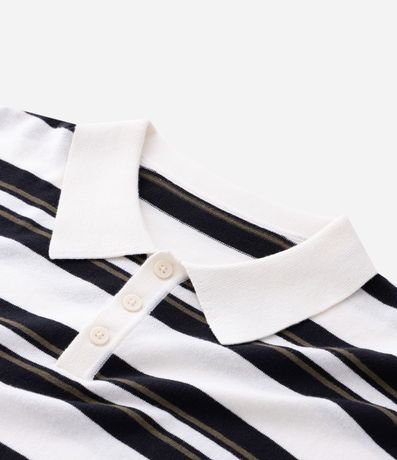 Remera Boxy en Punto Listrado con Cuello Polo 6
