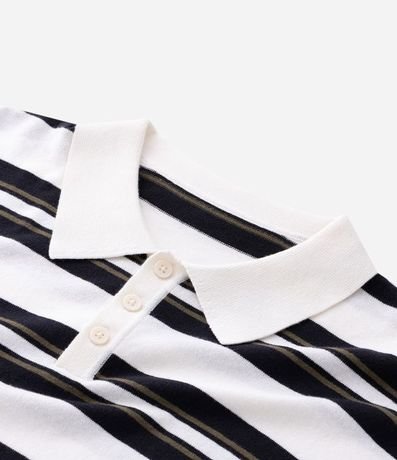 Remera Boxy en Punto Listrado con Cuello Polo 7