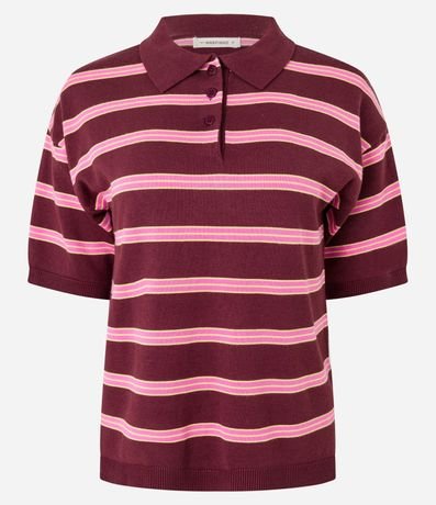 Blusa en Punto con Cuello Polo y Rayas Horizontales 5