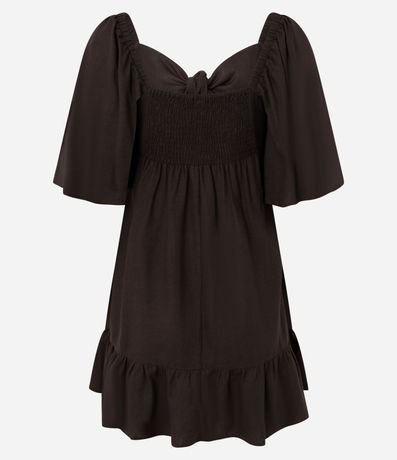 Vestido Evasê Corto en Viscolino con Nudo en el Escote 6