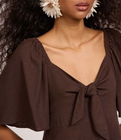 Vestido Evasê Corto en Viscolino con Nudo en el Escote 3