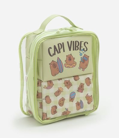 Kit 03 Neceser con Tamaños Diversos y Estampa de Carpincho