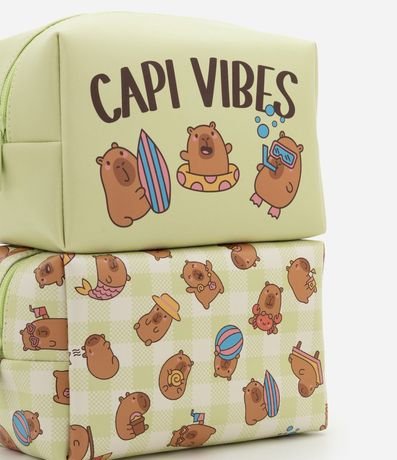 Kit 03 Neceser con Tamaños Diversos y Estampa de Carpincho 3