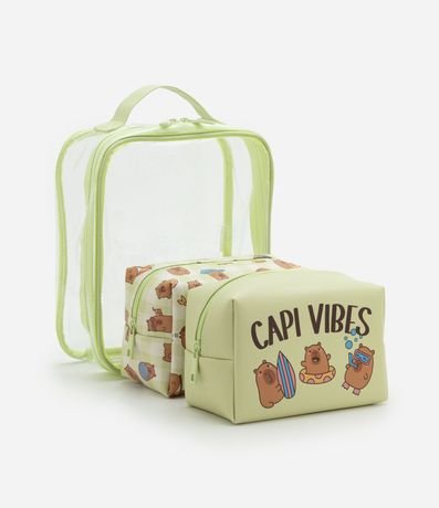 Kit 03 Neceser con Tamaños Diversos y Estampa de Carpincho 5