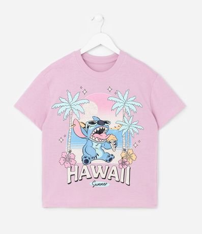 Remera Infantil Relaxed com Estampa de Stitch Hawaii - Talle 5 a 14 años
