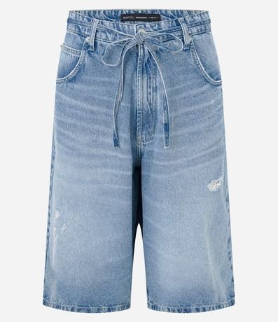 Bermuda Jorts Super Baggy en Jeans con Cinturón Lazo