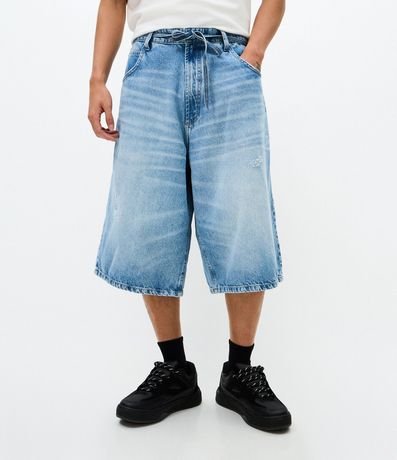 Bermuda Jorts Super Baggy en Jeans con Cinturón Lazo 2