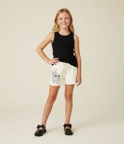 Short Infantil Runner en Algodón con Estampa de Stitch - Talle 5 a 14 años