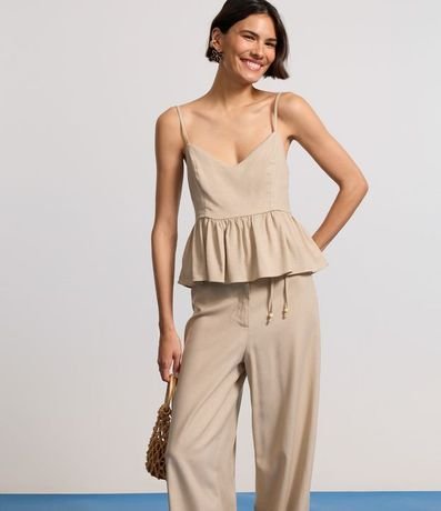 Blusa Peplum en Viscolino con Escote V y Lastex 6