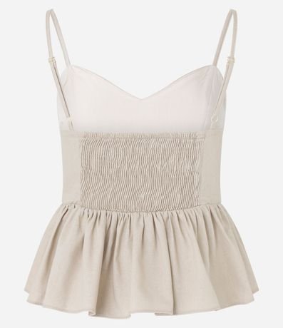 Blusa Peplum en Viscolino con Escote V y Lastex 8