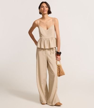 Blusa Peplum en Viscolino con Escote V y Lastex 2