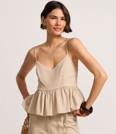 Blusa Peplum en Viscolino con Escote V y Lastex 3