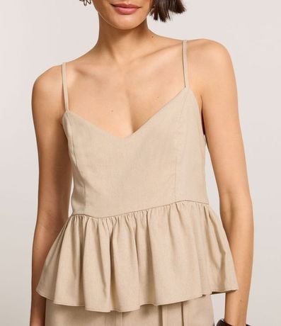 Blusa Peplum en Viscolino con Escote V y Lastex 4