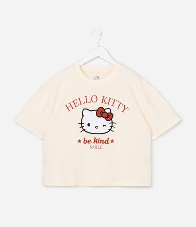 Remera Oversizes Infantil con Estampa y Lettering Hello Kitty Talle 5 a 14 años