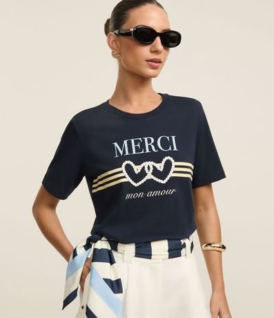 Remera en Algodón con Estampa Merci