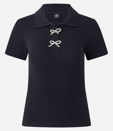 Blusa Acanalada en Algodón con Lazos Brillantes 6