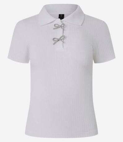 Blusa Acanalada en Algodón con Lazos Brillantes 5