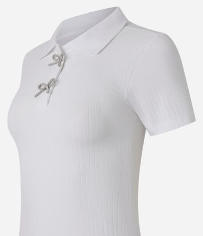 Blusa Acanalada en Algodón con Lazos Brillantes 8