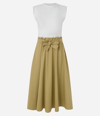 Vestido Hi-Lo Recto Midi en Cotton y Sarga con Lazo 6