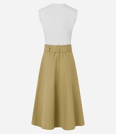 Vestido Hi-Lo Recto Midi en Cotton y Sarga con Lazo 7
