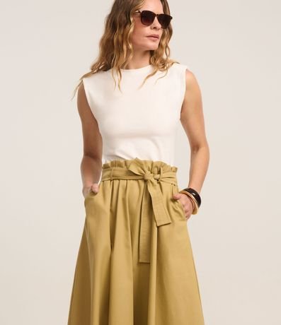 Vestido Hi-Lo Recto Midi en Cotton y Sarga con Lazo 2