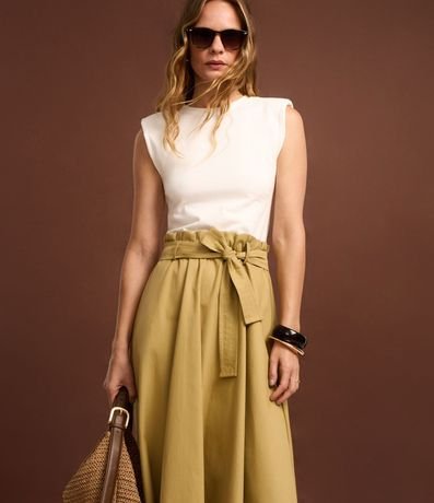 Vestido Hi-Lo Recto Midi en Cotton y Sarga con Lazo 5