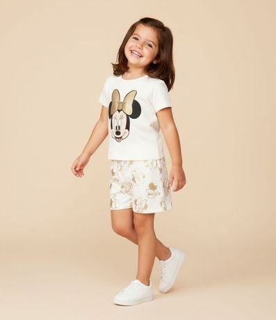 Remera Infantil con Estampa Minnie con Lazo Brillante - Talle 1 a 6 años