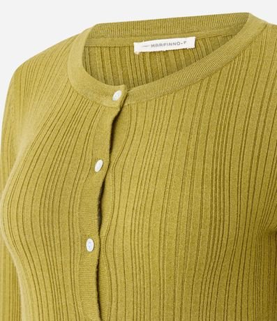 Cardigan Básico Ajustado en Punto Canelado 6