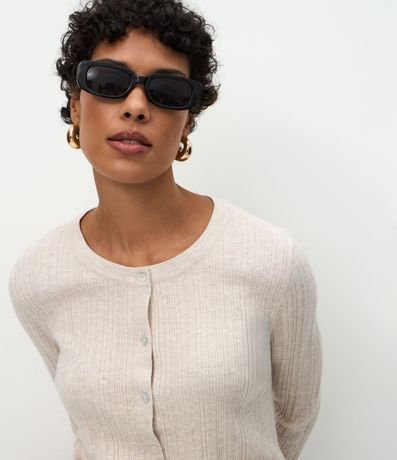 Cardigan Básico Ajustado en Punto Canelado 3