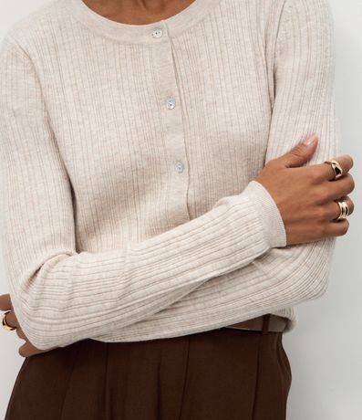 Cardigan Básico Ajustado en Punto Canelado 4