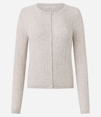 Cardigan Básico Ajustado en Punto Canelado 5