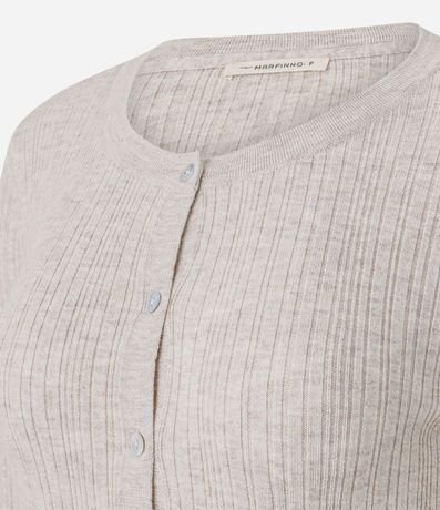 Cardigan Básico Ajustado en Punto Canelado 7