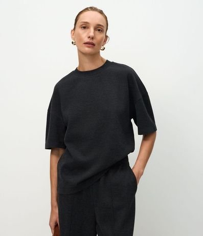 Blusa Algodón Oversized con Manga Corta