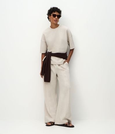 Pantalón Wide Leg en Algodón sin Felpa